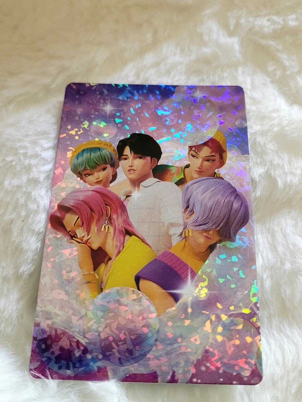 Holographic K-Pop Inspired Character Art Card - Purple & Yellow